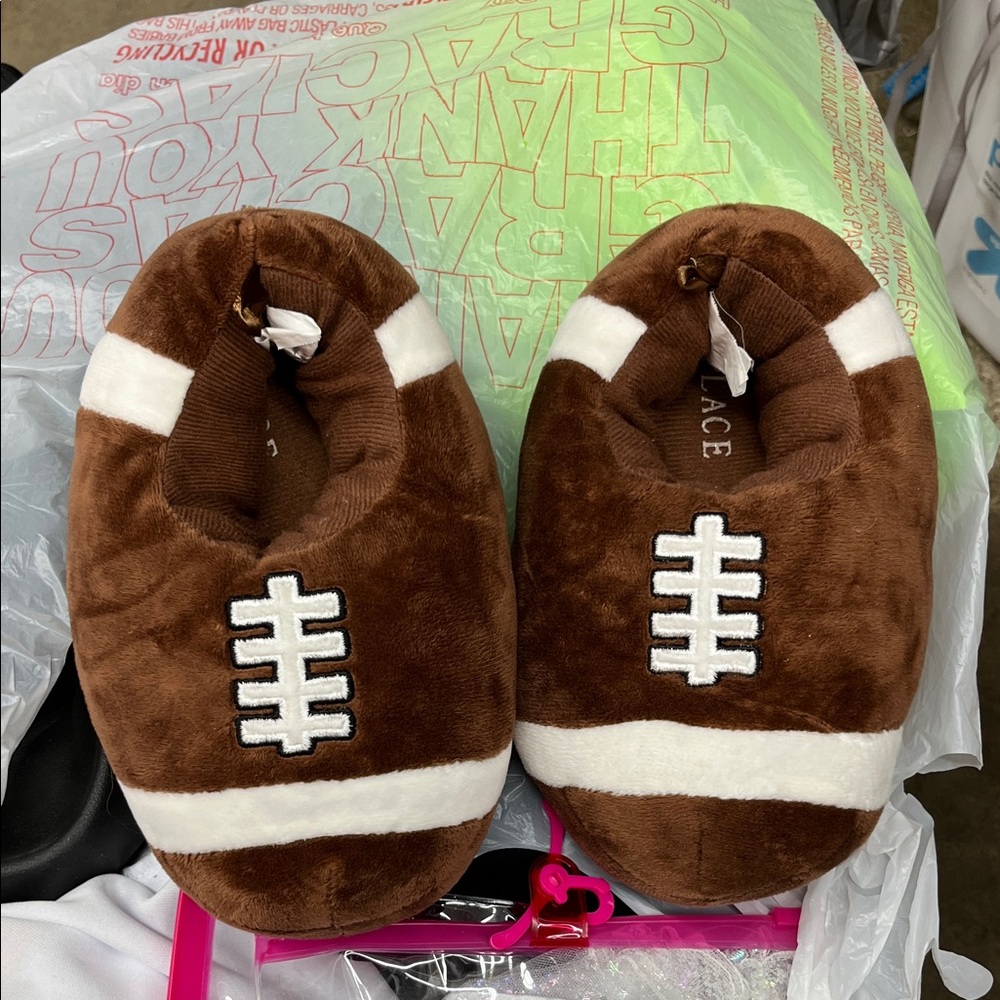 Place Brown Football Slippers for Kids